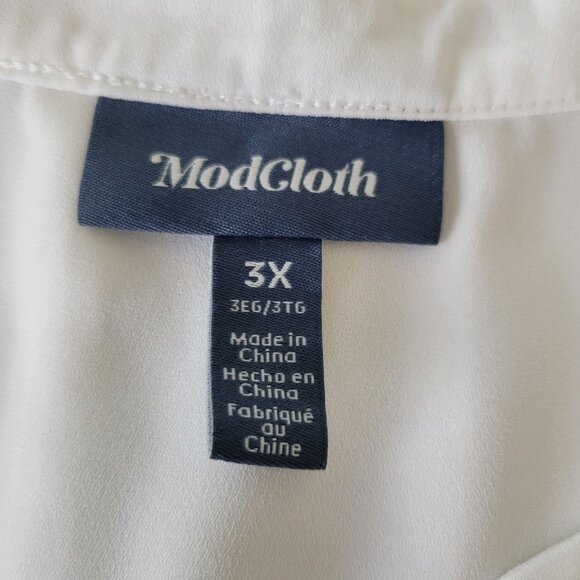 ModCloth Womens White Button-Up Blouse (Size 3X) - Picture 5 of 8